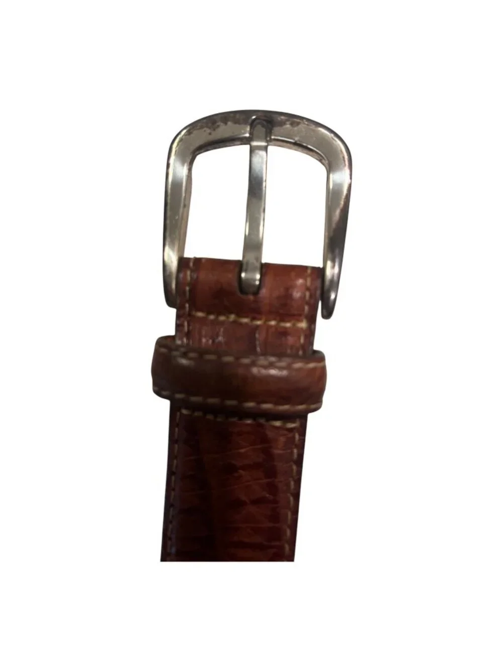 Martin Dingman Crocodile Grain Italian Calfskin Leather Belt Brown Size 36 USA